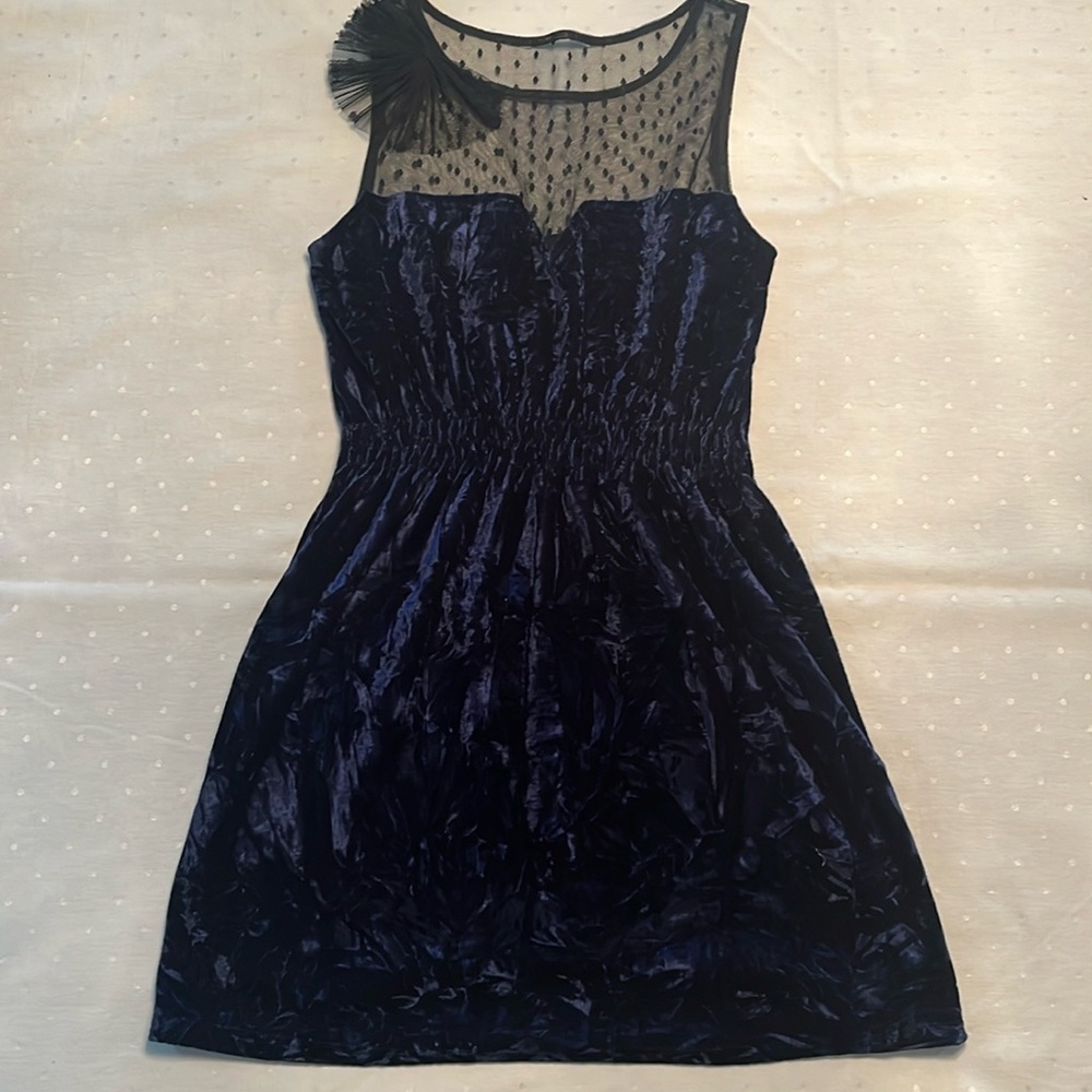 Royal Blue Crushed Velvet Dress
